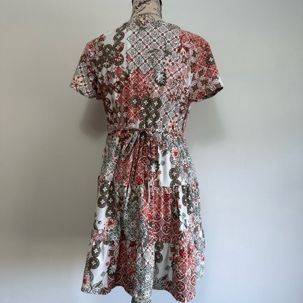 Boho Floral V-Neck Midi Hippie Dress - Picture 3 of 6